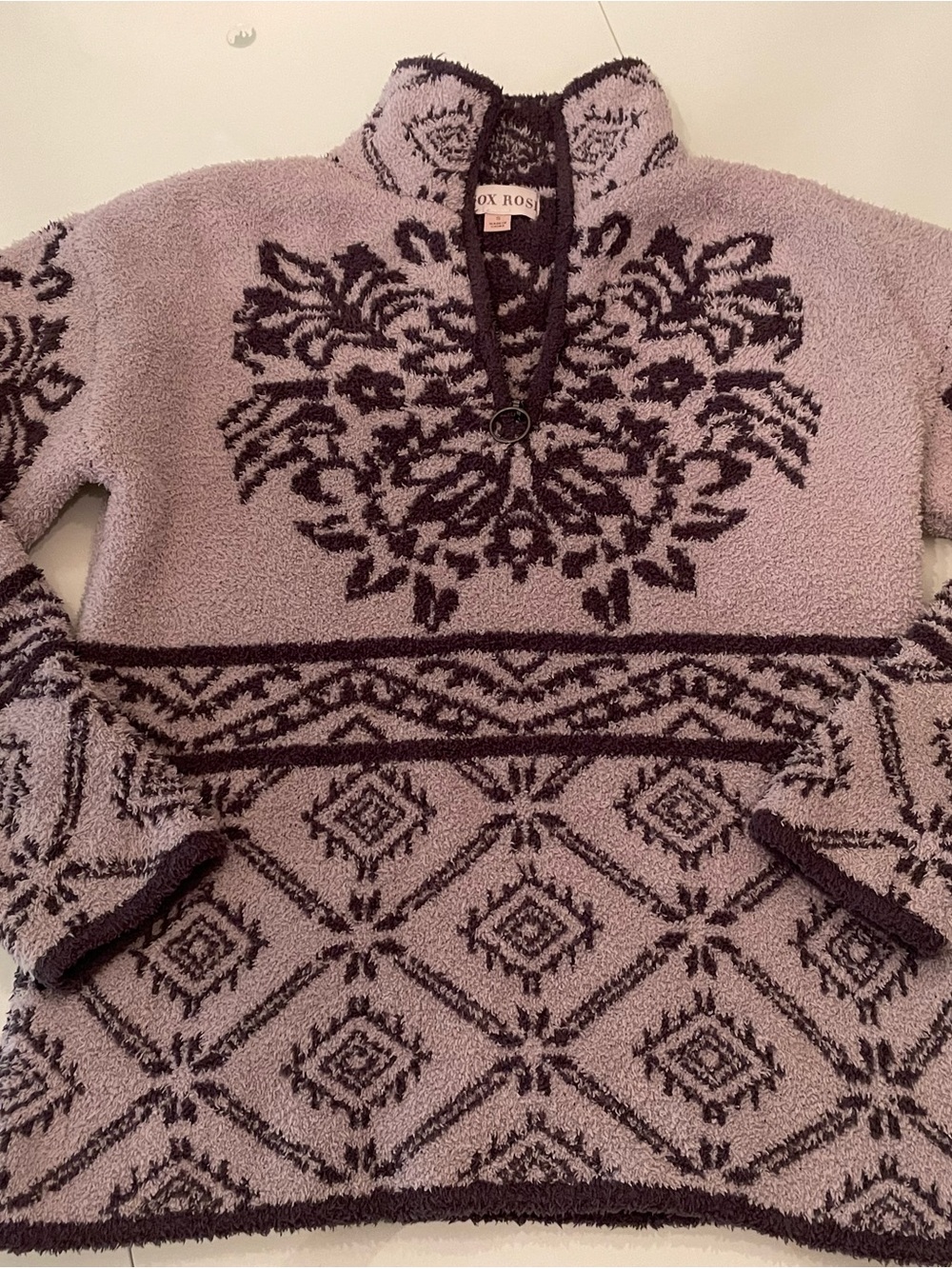 Knox Rose Lavender and Dark Plum Embroidered Pullover